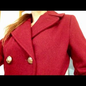 NWOT $60 Merona Wine Red Wool Pea Coat, Size S